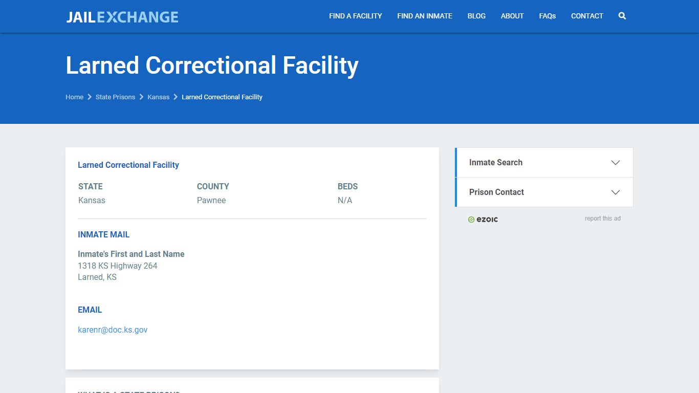 Larned Correctional Facility Prisoner Search | Visitation ...